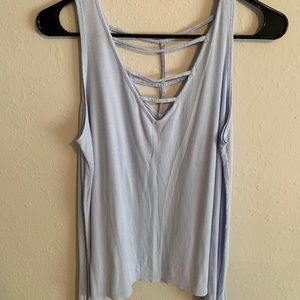 Blue Tank Top with Cross-Front Laces